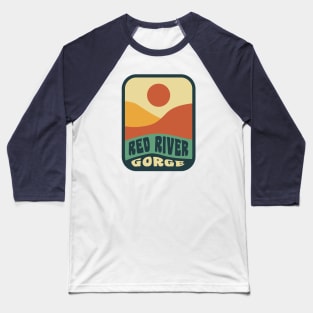 Red River Gorge Kentucky Retro Sunset Badge Baseball T-Shirt